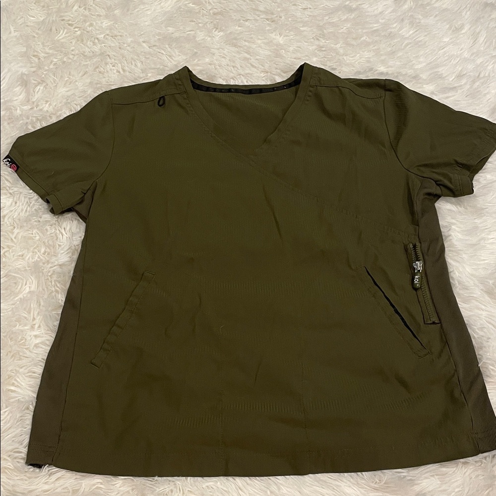 Koi Olive Short Sleeve Women's Scrub Top